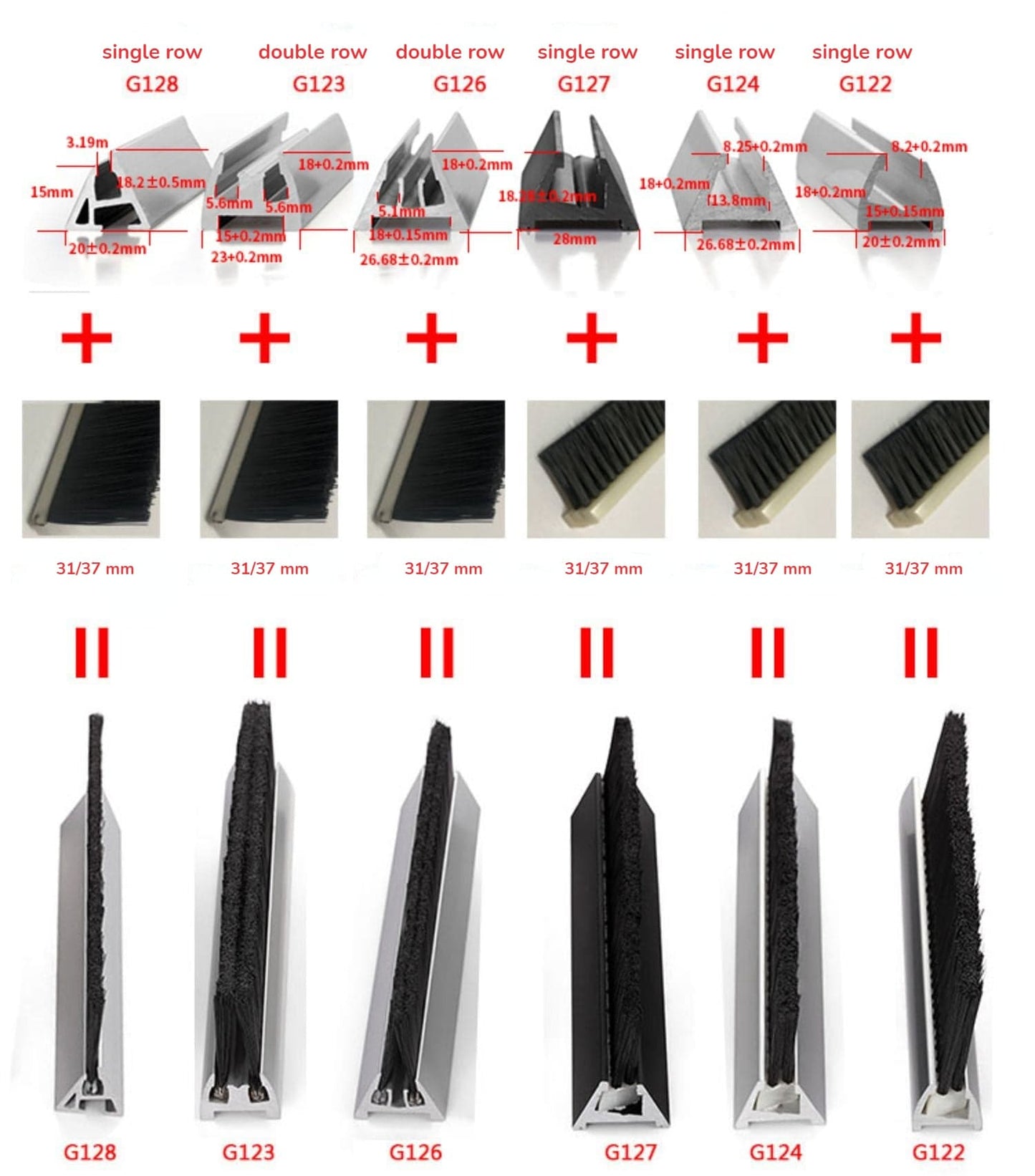 Escalator Safety Brush With Aluminum Base