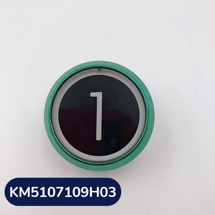 KONE Elevator First Floor Button KM5107109H03 Green Collar Black Shell