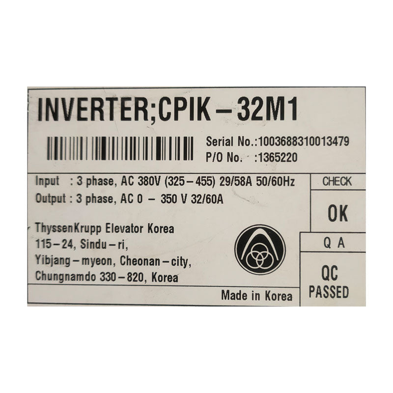 ThyssenKrupp Elevator Inverter CPIK-15M1/32M148M1/60M1