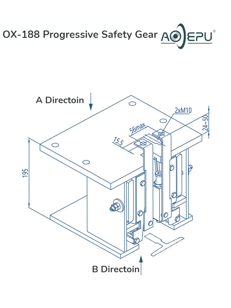 AODEPU Elevator Dual Lift Safety Gear For T-Type Guide Rail OX-188