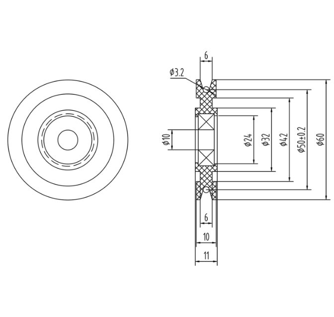 Ningbo Ouling Ф60 Nylon Door Roller