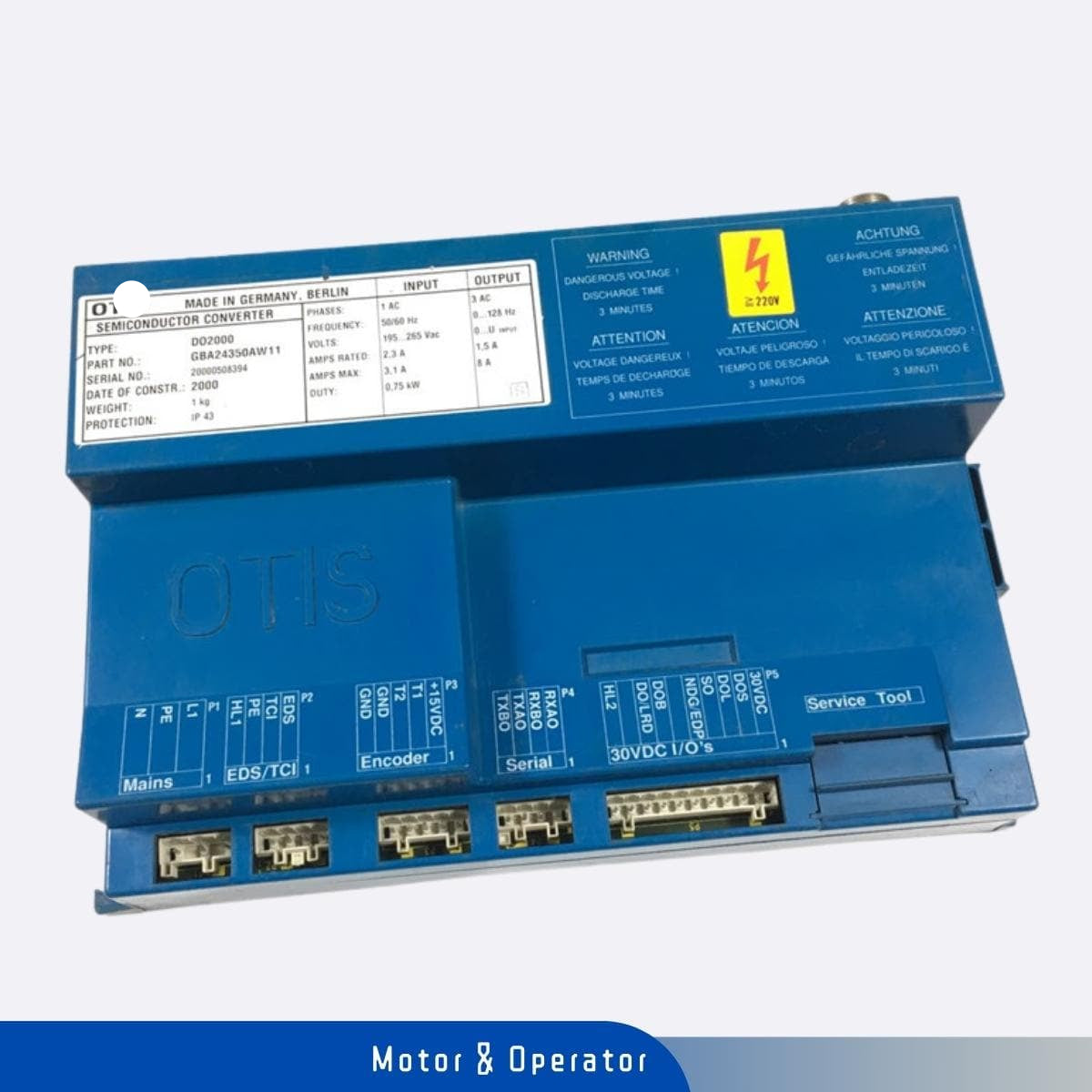 DO2000 Blue Door Operator GBA24350AW11 – Echo Elevador Partes