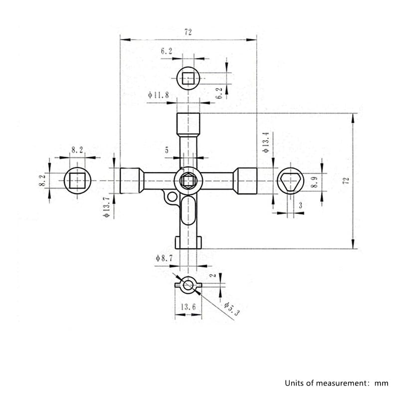 Llave cruzada universal para elevador