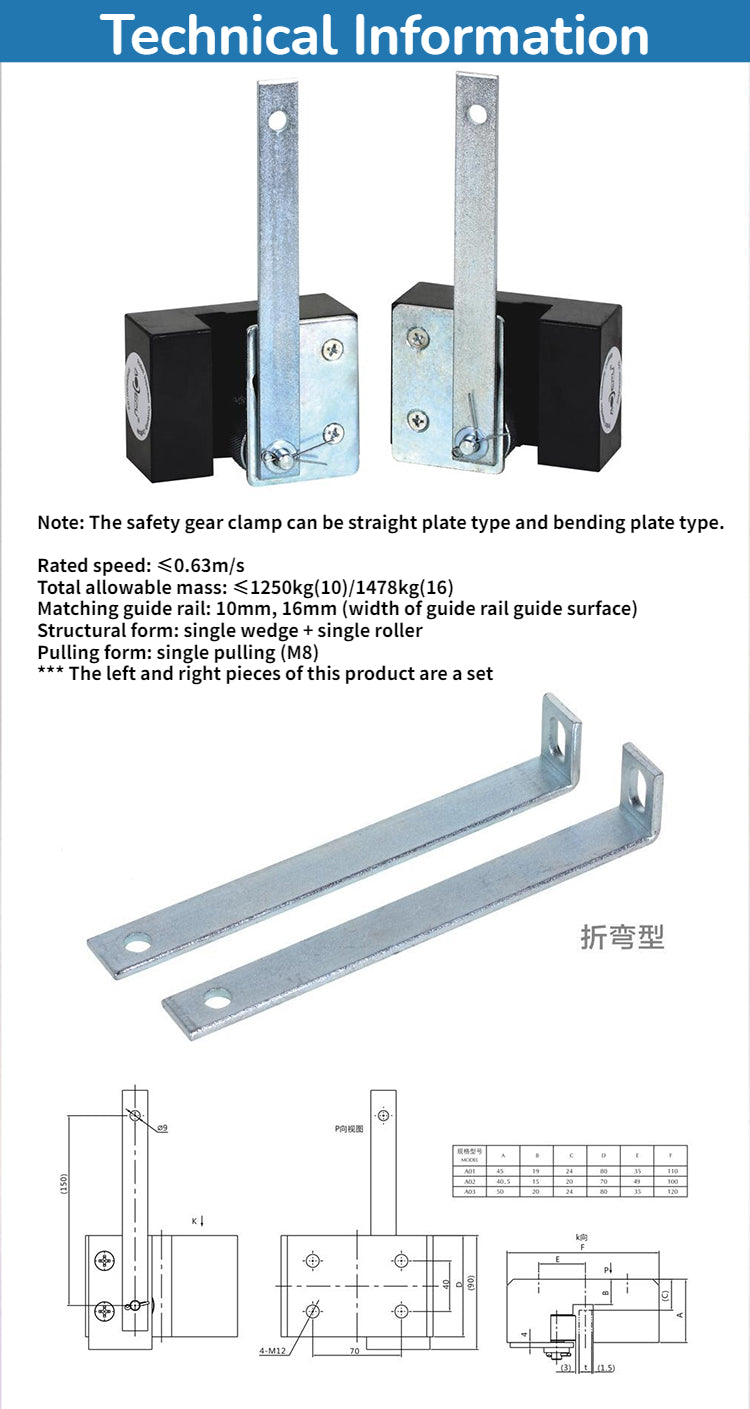 AODEPU Elevator Instantaneous Safety Gear OX088 OX188 Echo Elevador